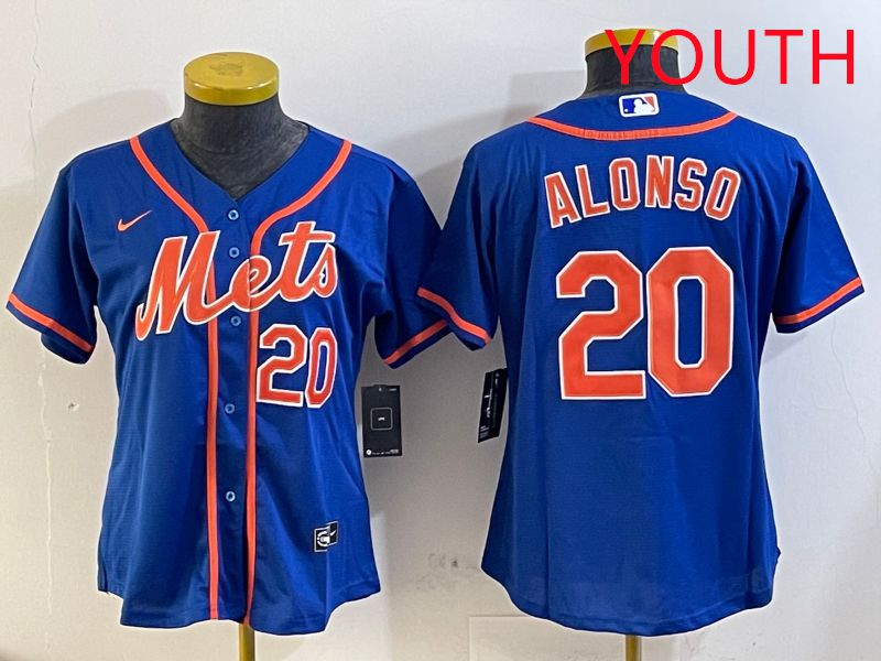 Youth New York Mets #20 Alonso Blue Game Nike 2025 MLB Jersey style 1